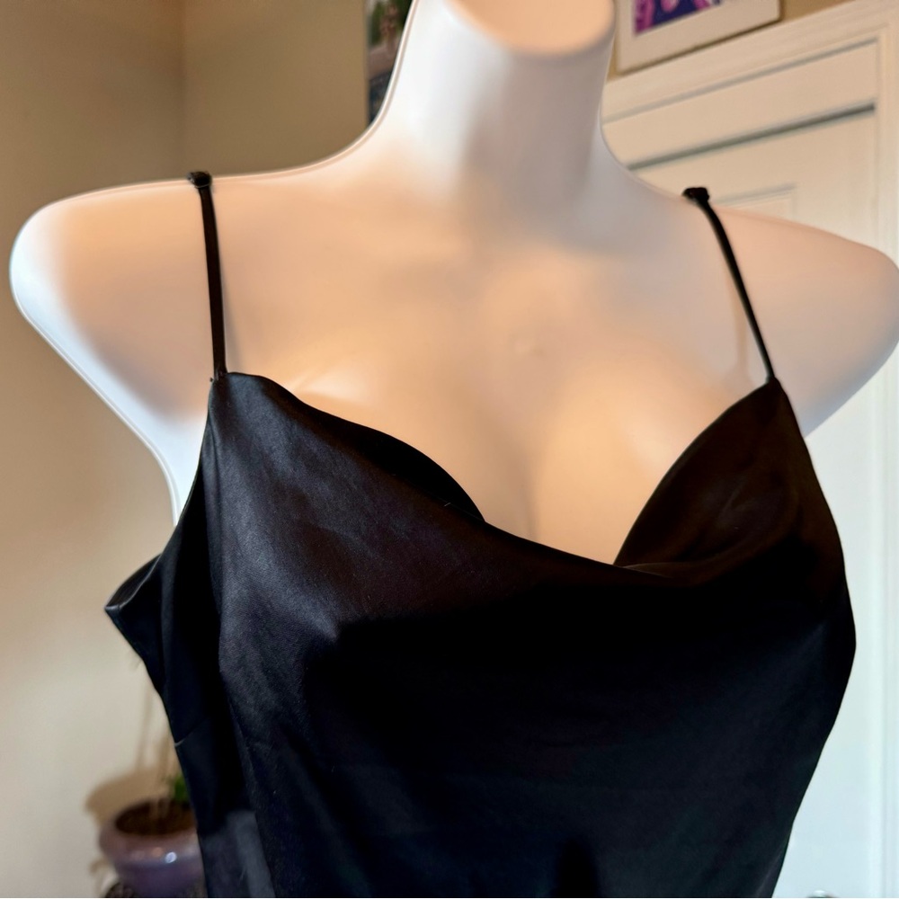Black silky cocktail dress